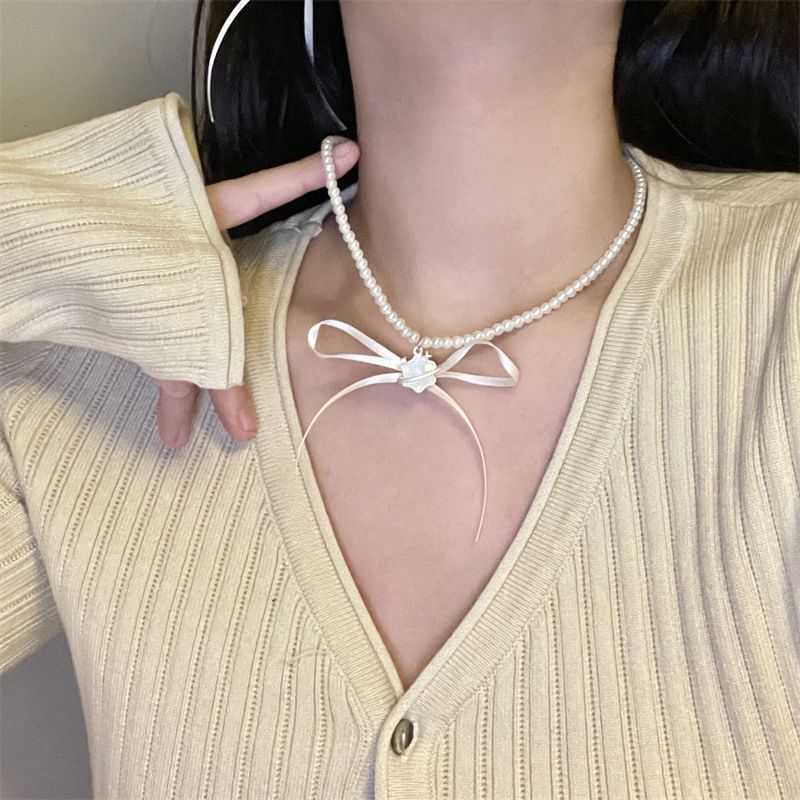 Earring Snowflake Drop Ribbon Choker /
