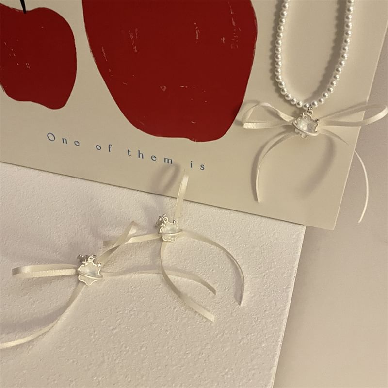 Earring Snowflake Drop Ribbon Choker /