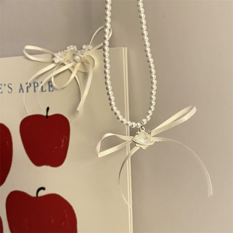 Earring Snowflake Drop Ribbon Choker /