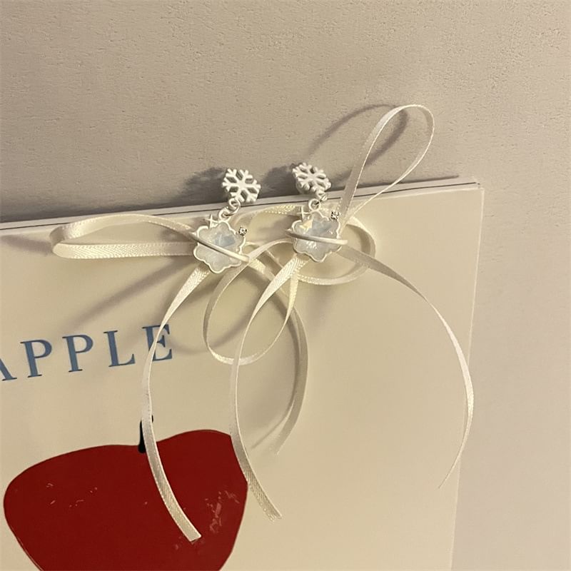 Earring Snowflake Drop Ribbon Choker /