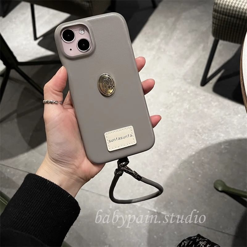 Faux Metal Case Leather Phone Plate