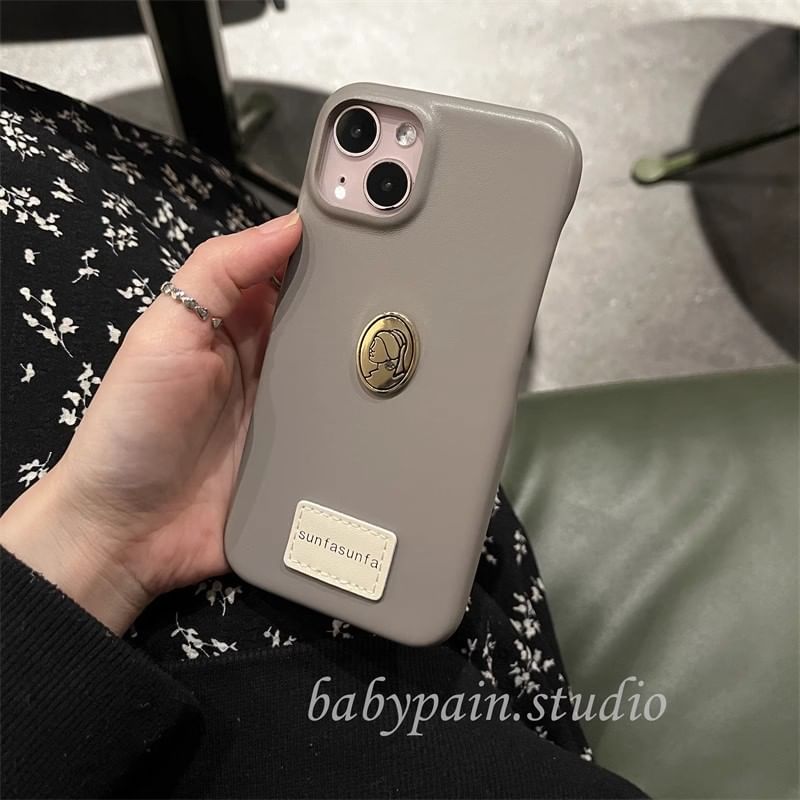 Faux Metal Case Leather Phone Plate