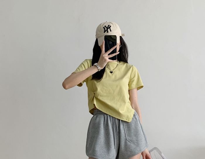 Drawstring Plain Shorts Waist Sweat