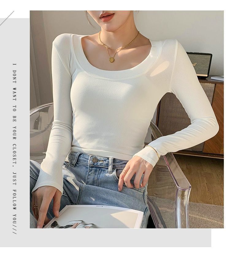 T-Shirt Plain Neck Long-Sleeve Scoop