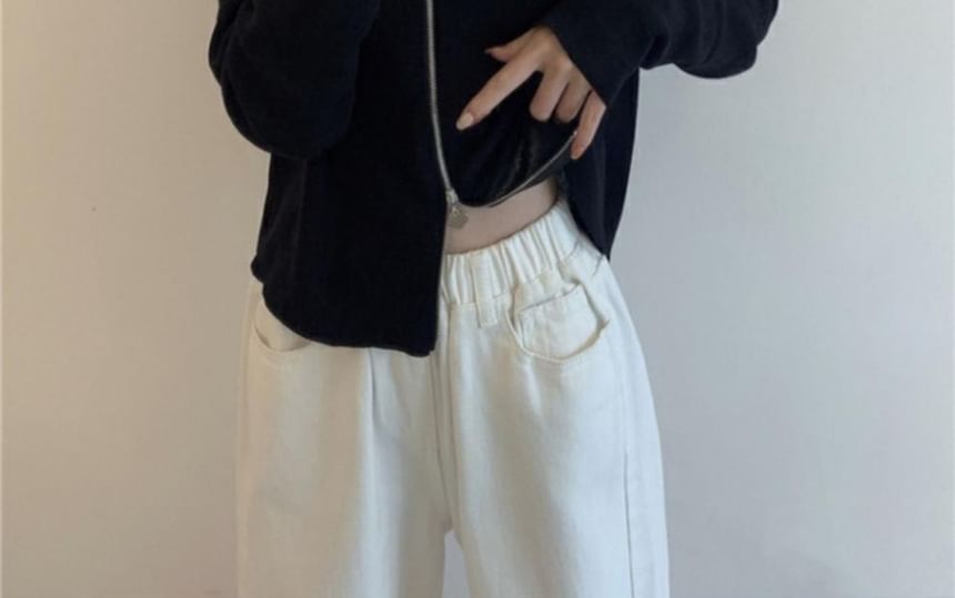Plain Cardigan Collared Zip