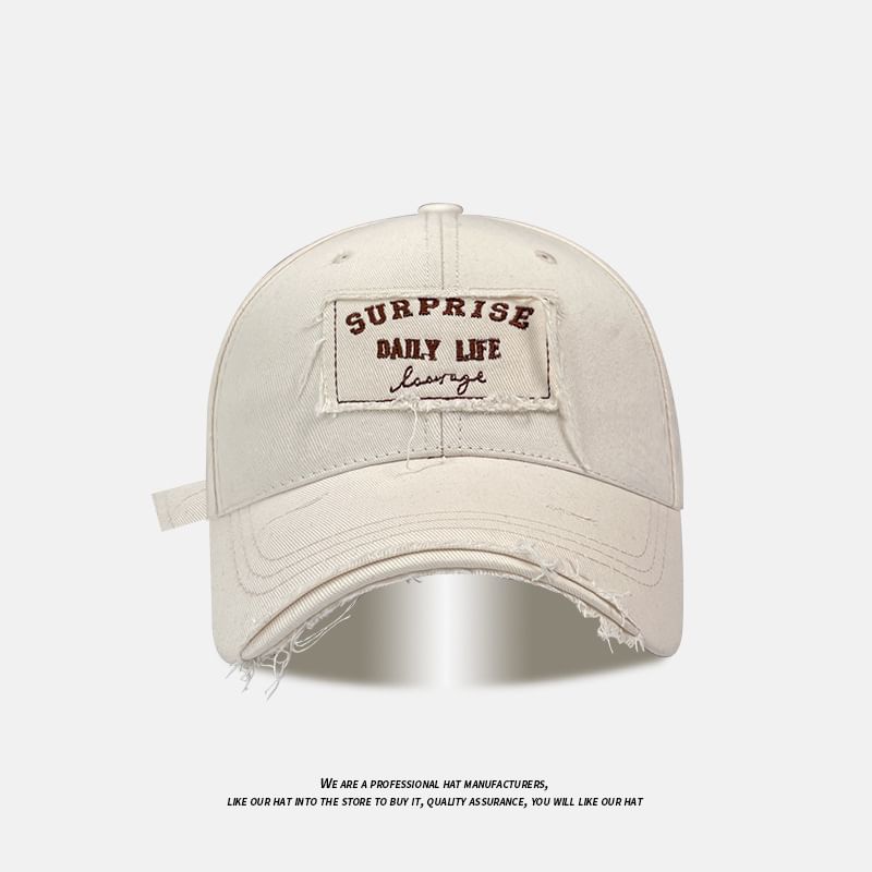 Applique Distressed Baseball Lettering Cap