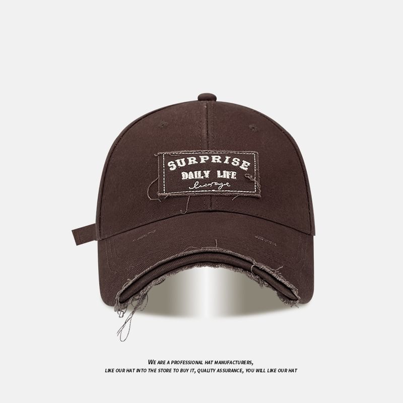 Applique Distressed Baseball Lettering Cap