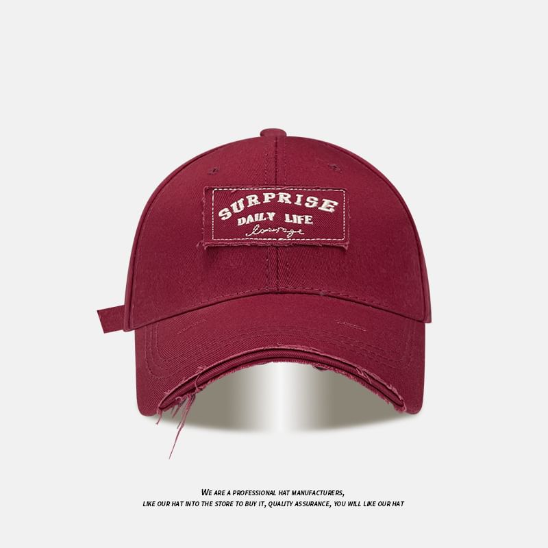Applique Distressed Baseball Lettering Cap
