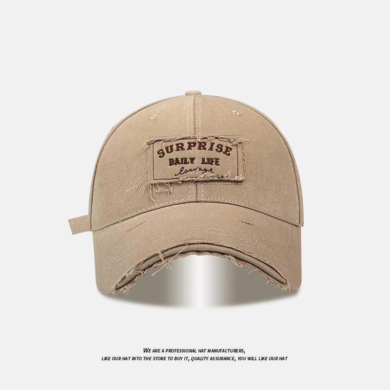 Applique Distressed Baseball Lettering Cap