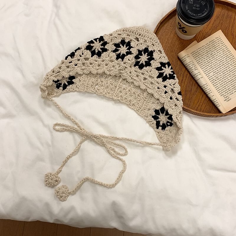 Floral Hat Crochet Bonnet Knit