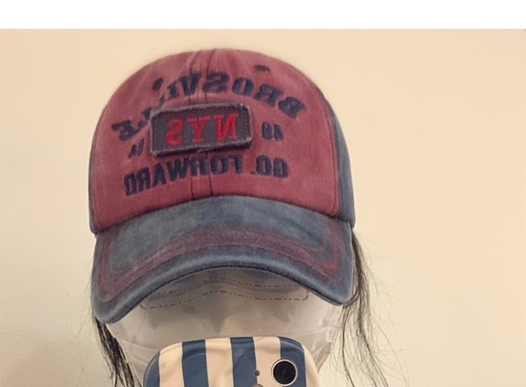 Cap Embroidered Baseball Lettering Washed Denim