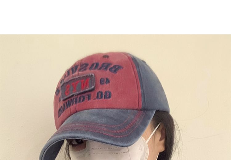 Cap Embroidered Baseball Lettering Washed Denim