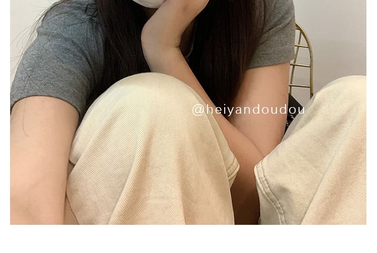 Lettering Washed Denim Baseball Cap Embroidered