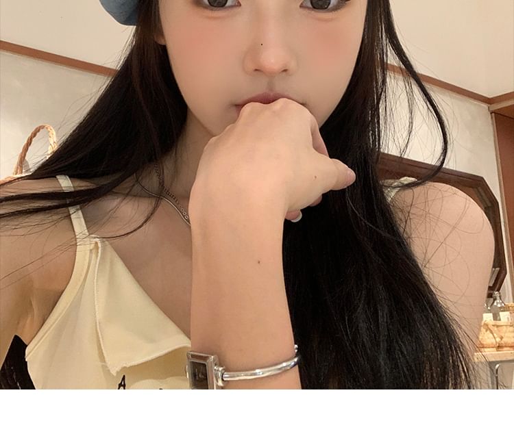 Bow Denim Rhinestone Applique Beret Heart