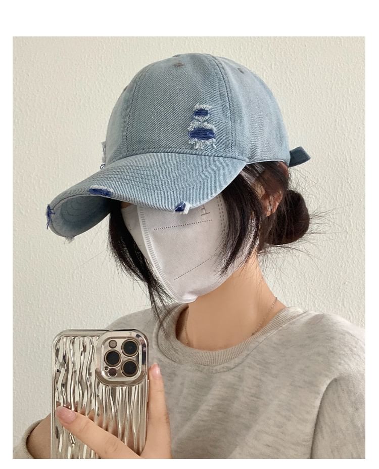 Baseball Washed Denim Cap Distressed
