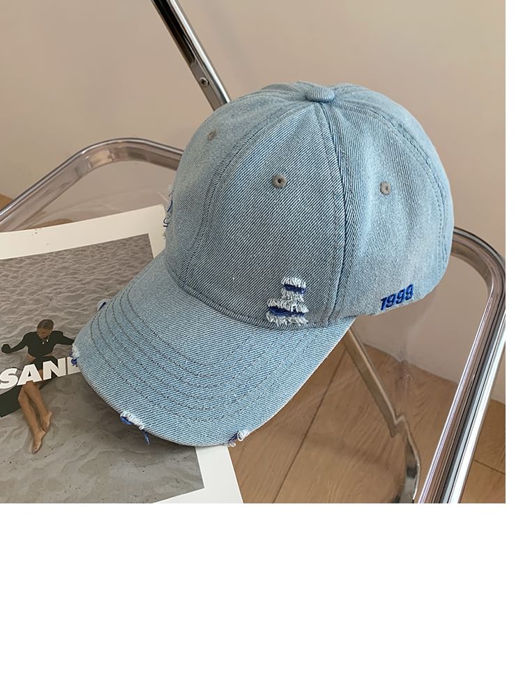 Baseball Washed Denim Cap Distressed