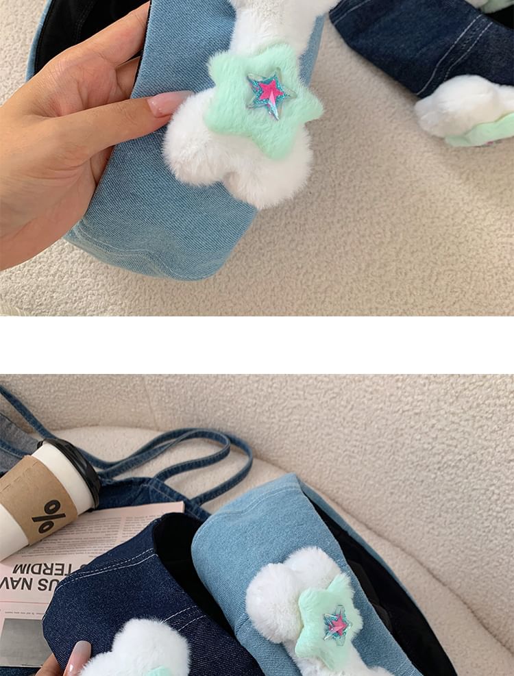 Beret Denim Washed Bone Accent