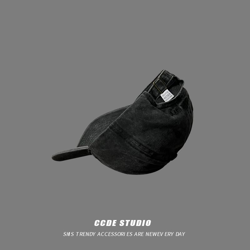 Lettering Baseball Cap Washed Embroidered