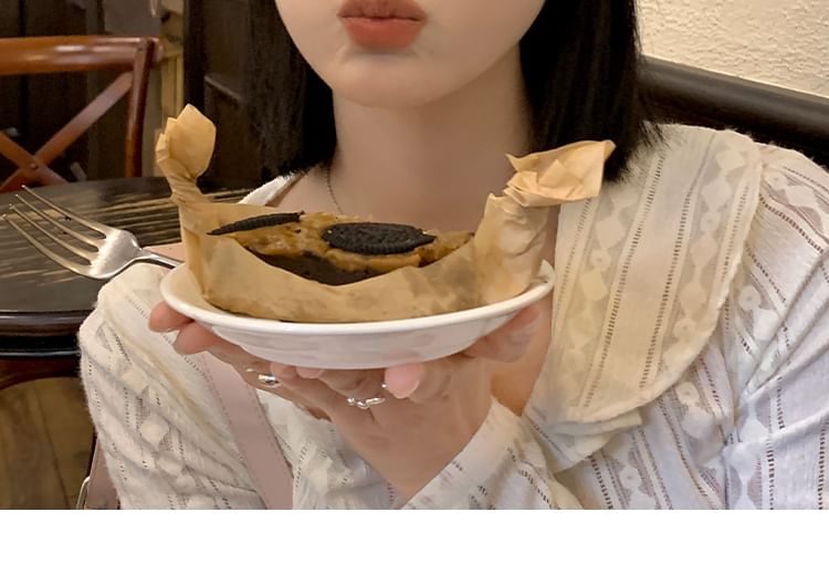 Mesh Lettering Denim Beret Applique Panel