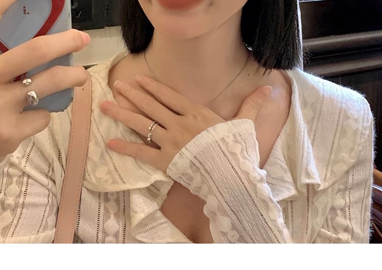 Mesh Lettering Denim Beret Applique Panel