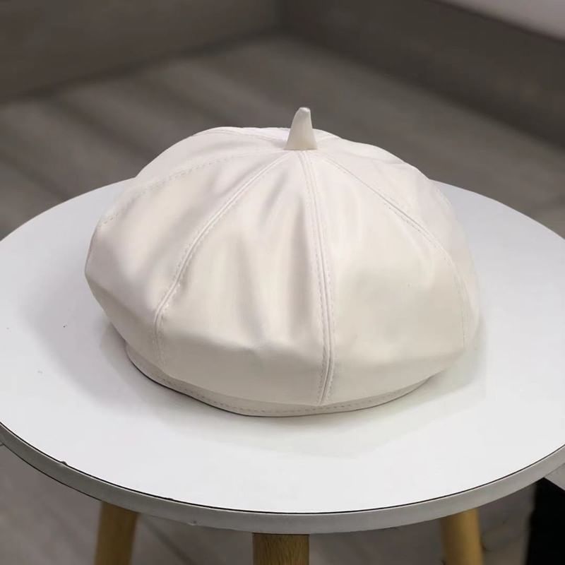 Beret Leather Plain Faux