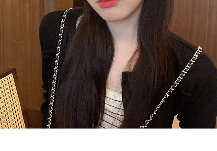 Knit Newsboy Leather Panel Cap Faux