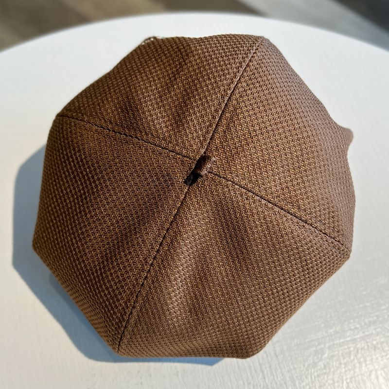 Embroidered Lettering Beret Waffle