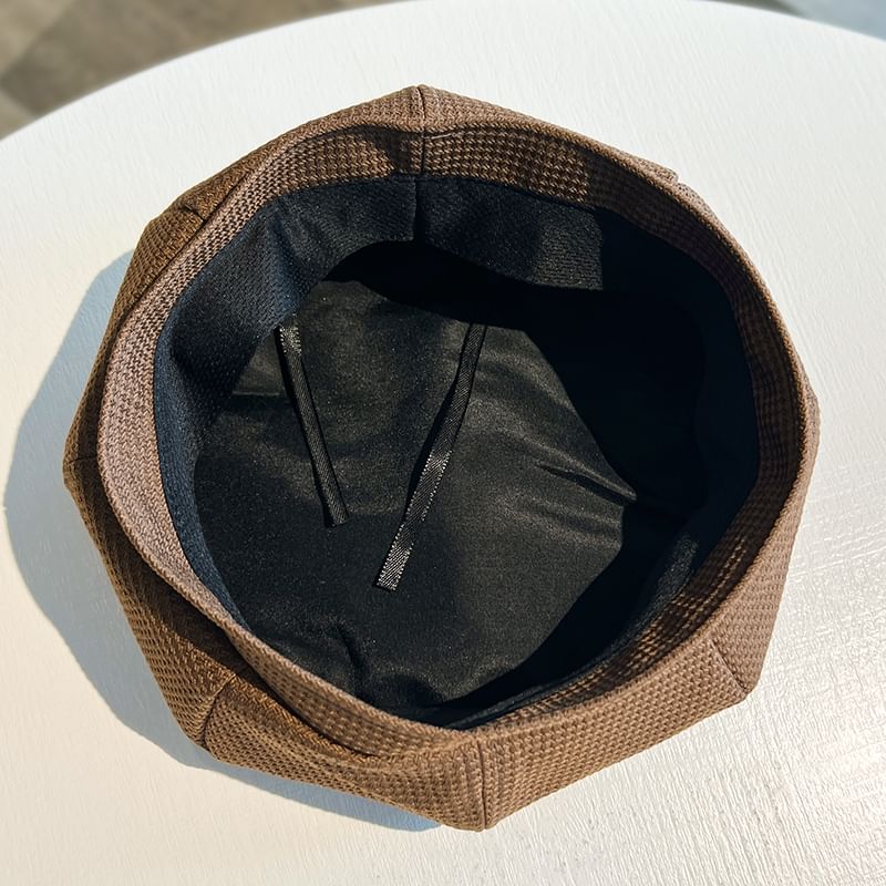 Embroidered Lettering Beret Waffle