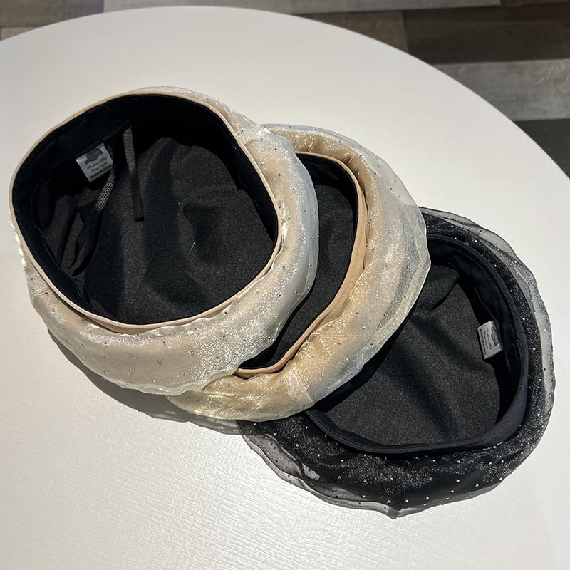 Mesh Rhinestone Beret