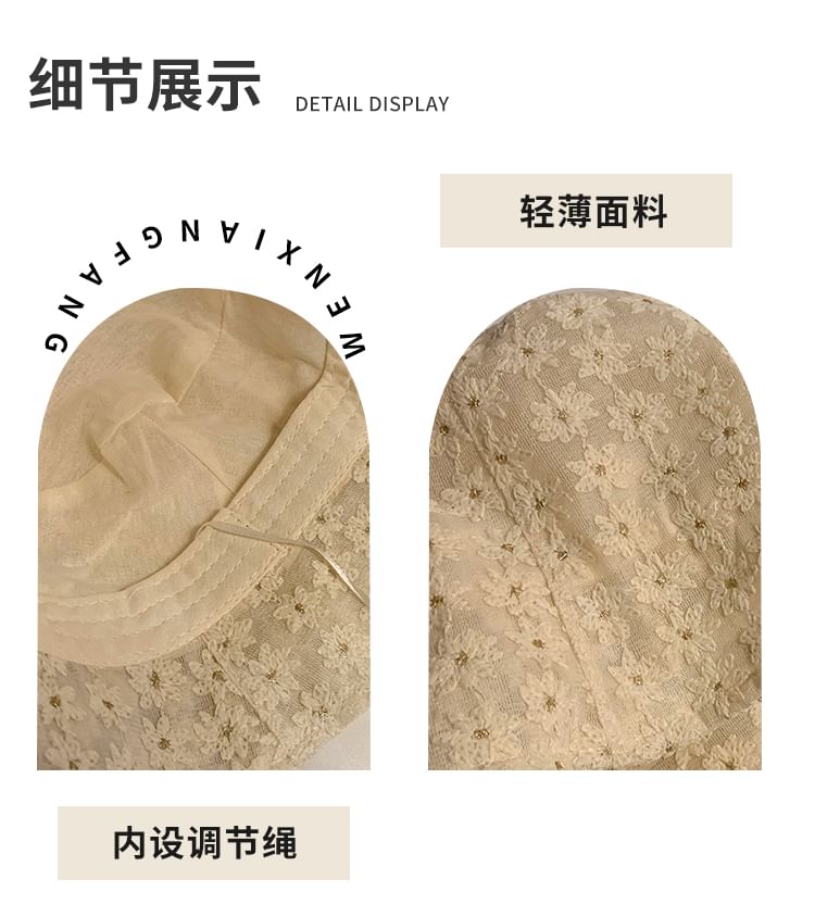 Bucket Embroidered Floral Hat