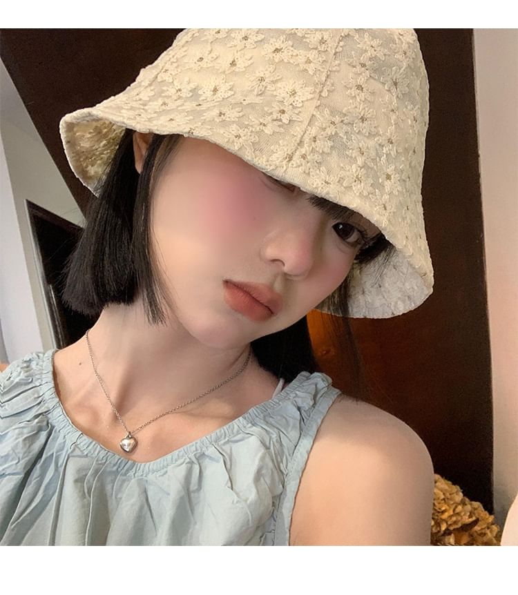 Bucket Embroidered Floral Hat