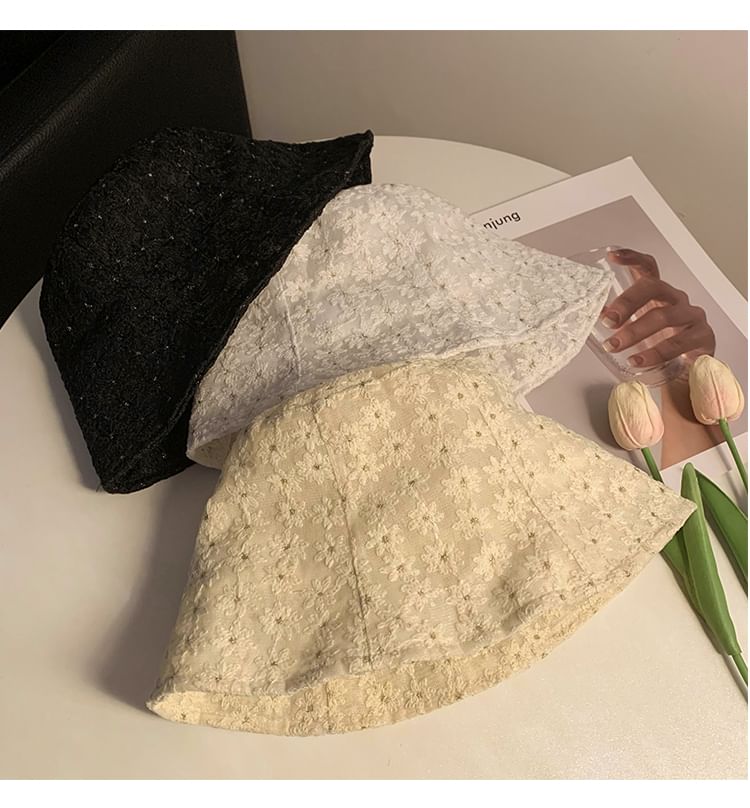 Bucket Embroidered Floral Hat