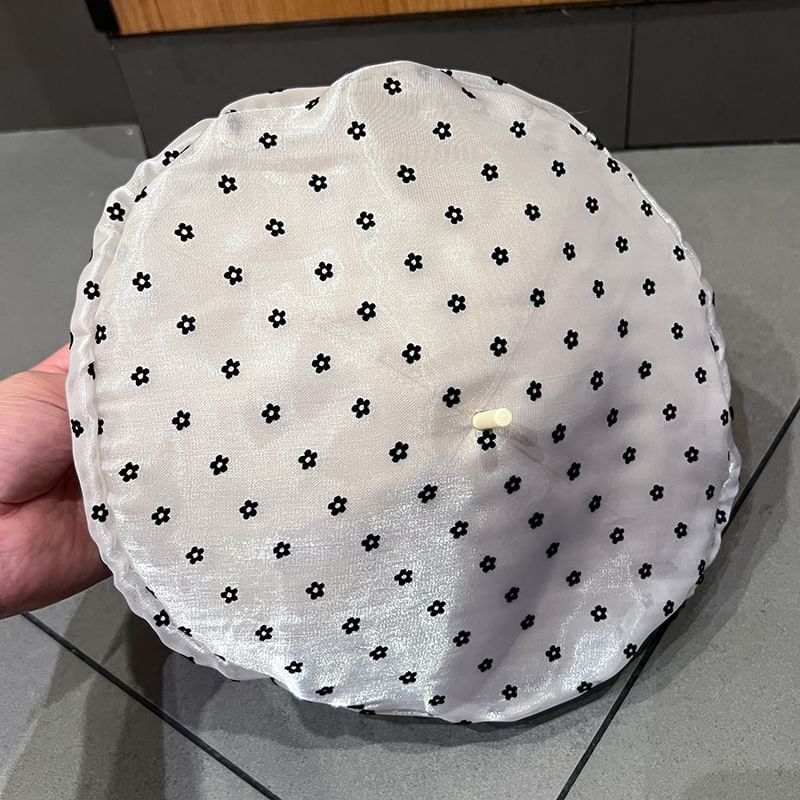 Floral Mesh Print Beret