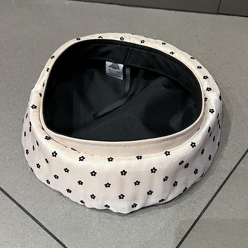 Floral Mesh Print Beret