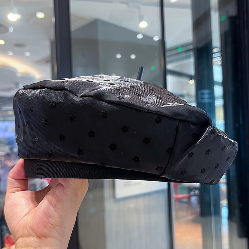 Floral Mesh Print Beret