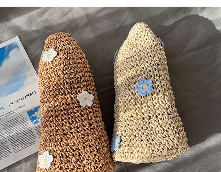 Floral Bucket Straw Accent Hat