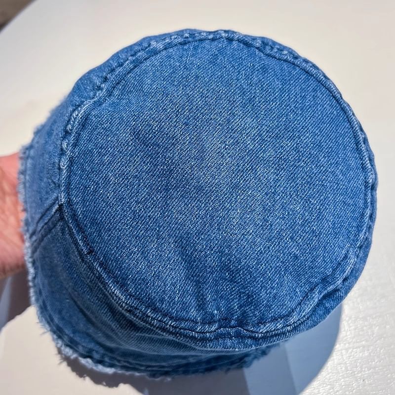 Hat Denim Frayed Bucket Washed