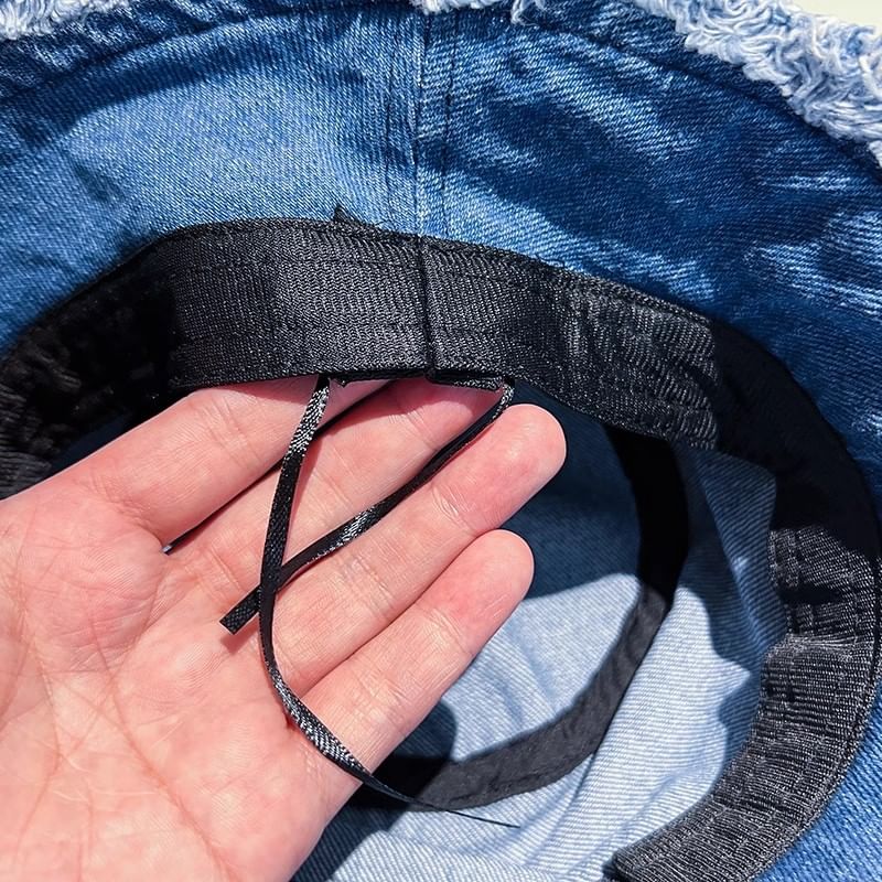 Hat Denim Frayed Bucket Washed