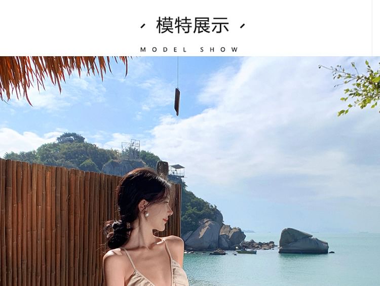 Dress V-Neck Plain A-Line Spaghetti Maxi Strap Cutout