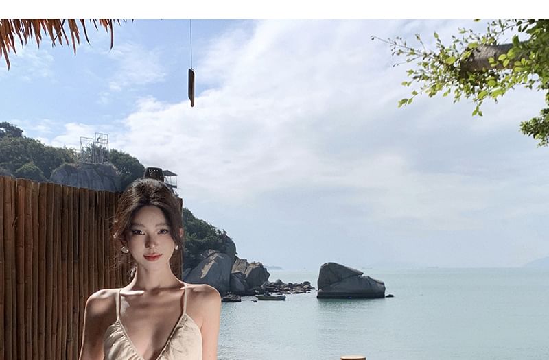 Dress V-Neck Plain A-Line Spaghetti Maxi Strap Cutout