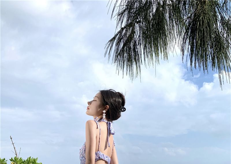 A-Line Strap Dress Spaghetti Midi Print Floral