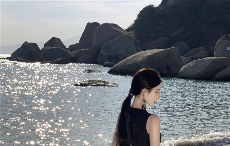 Tone Maxi A-Line Crewneck Sleeveless Two Dress