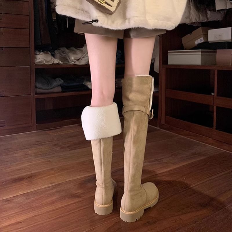 Over-the-Knee Boots Fleece-Lined