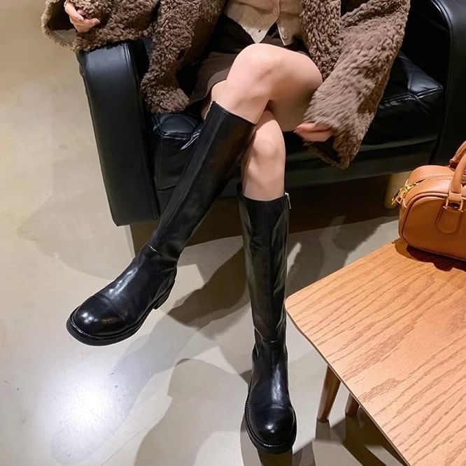 Boots Leather Over-the-Knee Faux