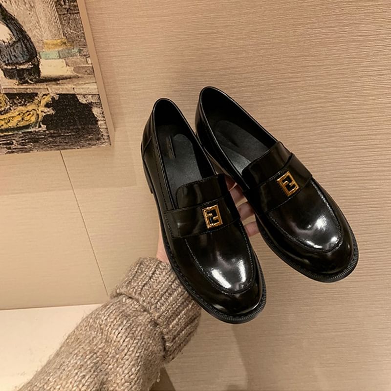 Leather Buckled Faux Loafers