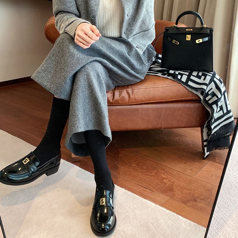 Leather Buckled Faux Loafers