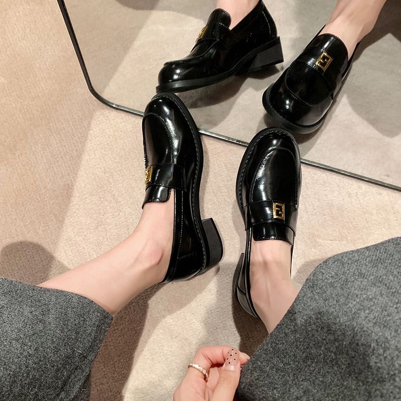 Leather Buckled Faux Loafers