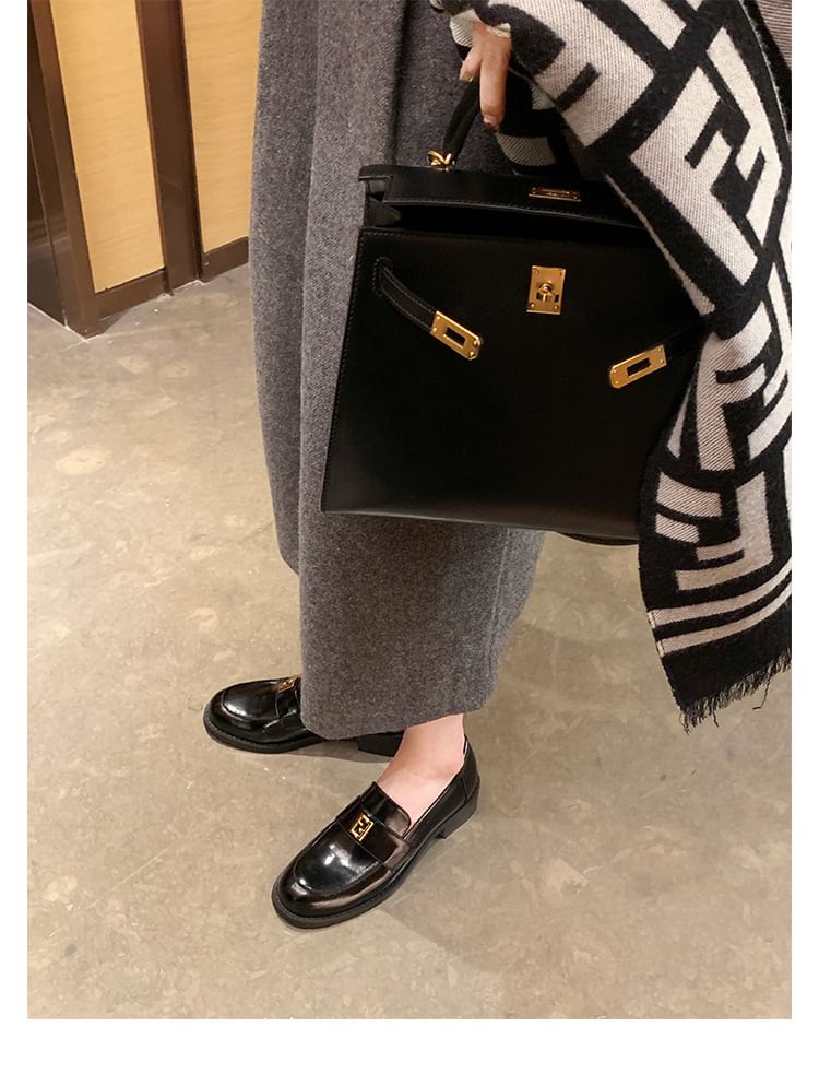 Leather Buckled Faux Loafers