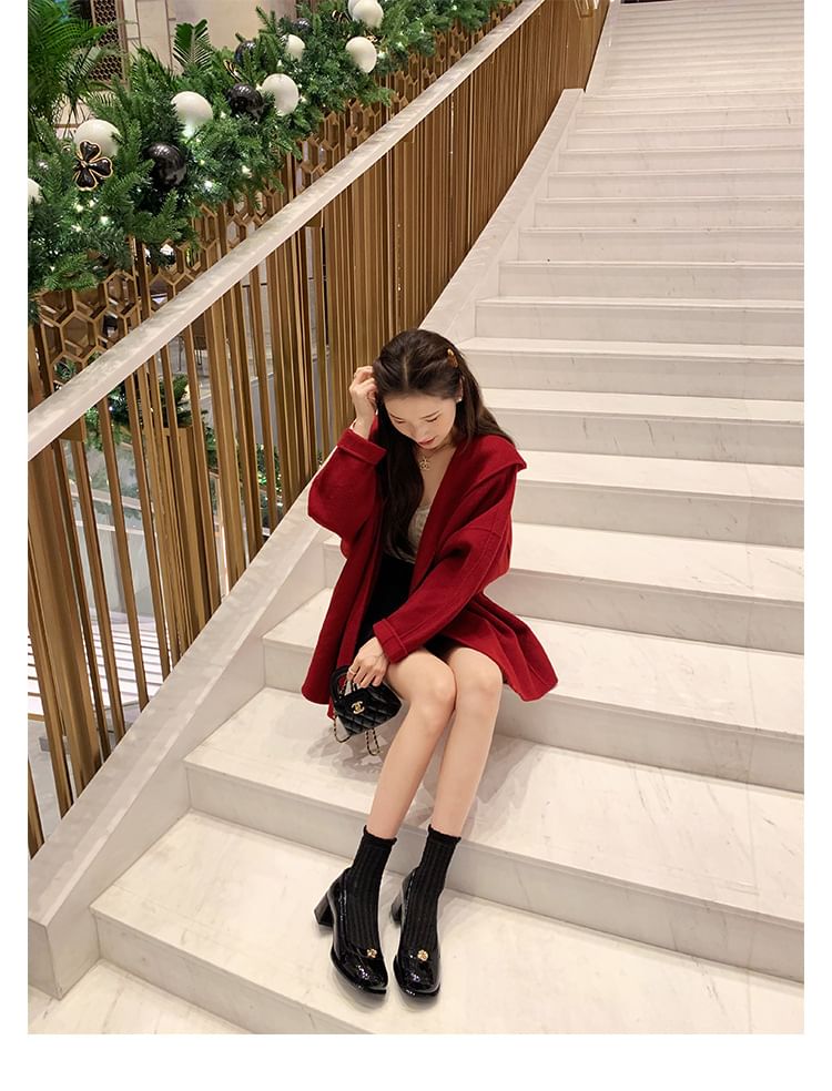 Heel Floral Platform Chunky Pumps