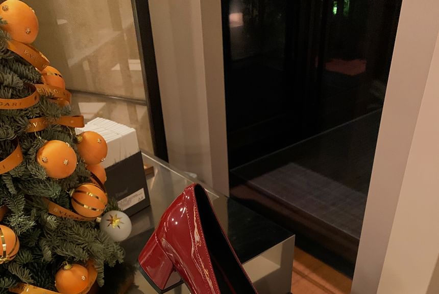 Heel Floral Platform Chunky Pumps